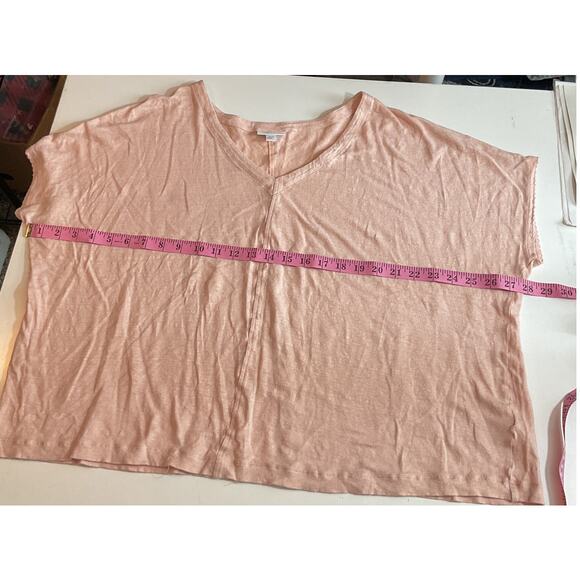 J. Jill Love Linen 100% Peachy Pink Linen Top 2X Cropped - Picture 3 of 7